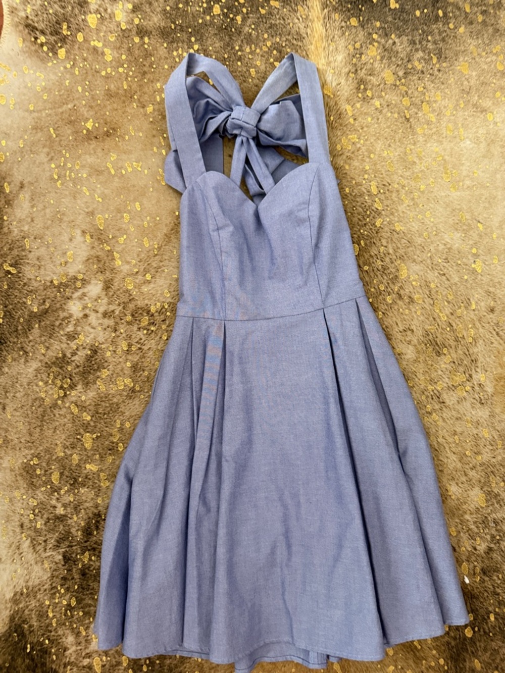 Lauren James Light Blue Bow-Back Fit & Flare Dress